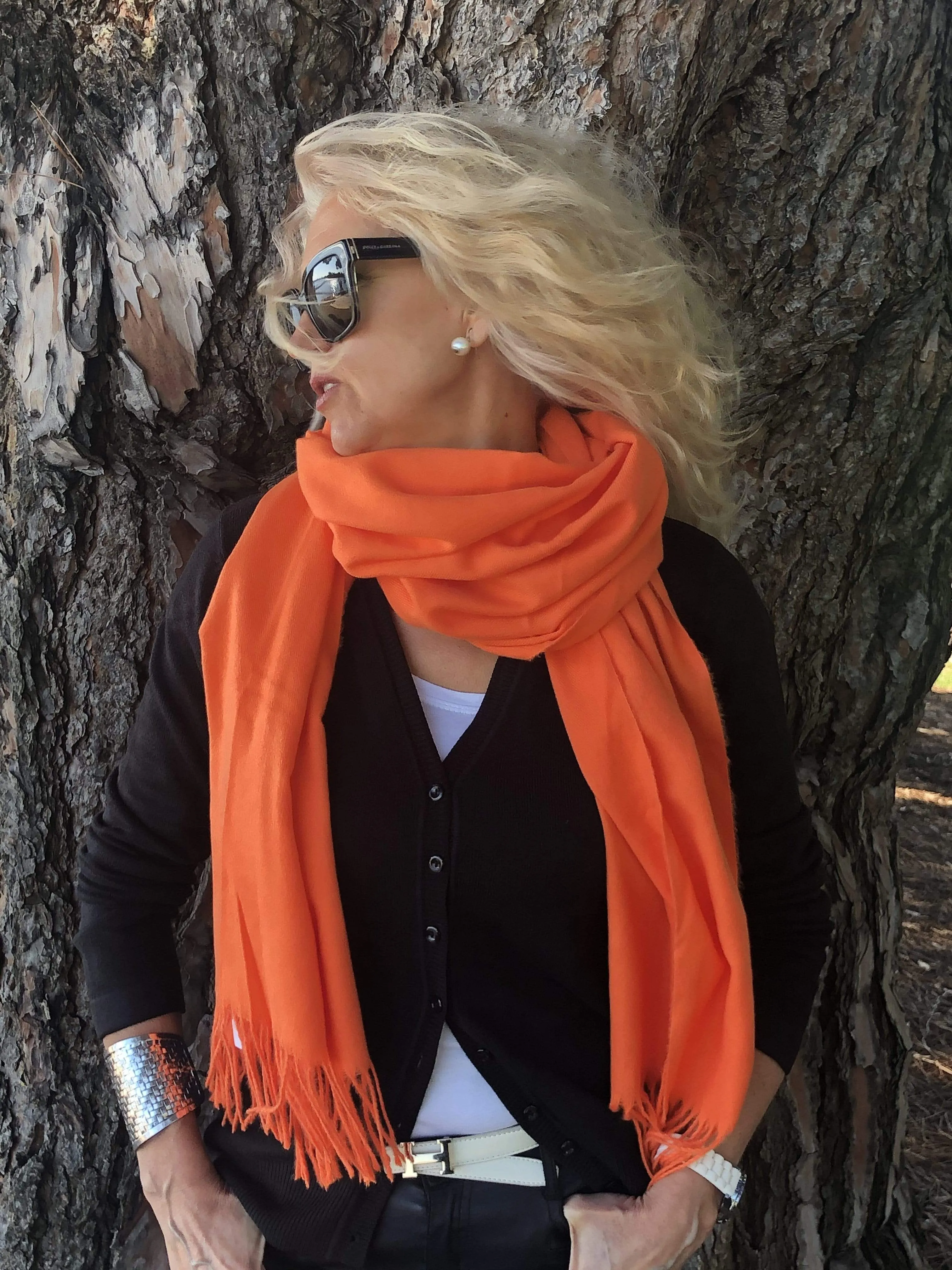 🧡 Orange Mandarin Pashmina Scarf Shawl
